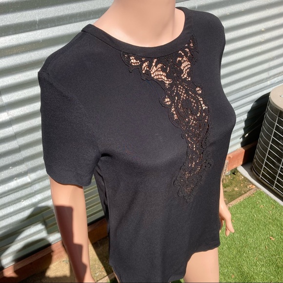 NWT Sandro Paris Lace Detail Blouse in Black - Picture 7 of 15
